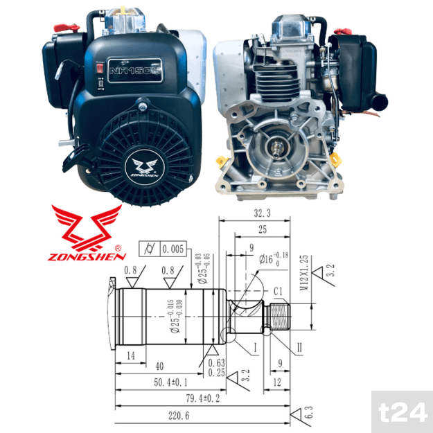 Benzininis variklis Zongshen NH150H (4.0 AG; vibrokojoms)